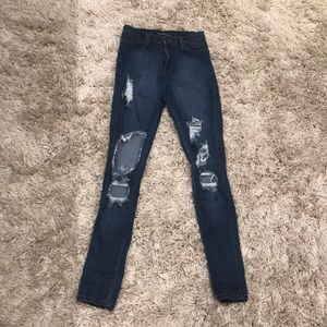 Dark wash ripped jeans